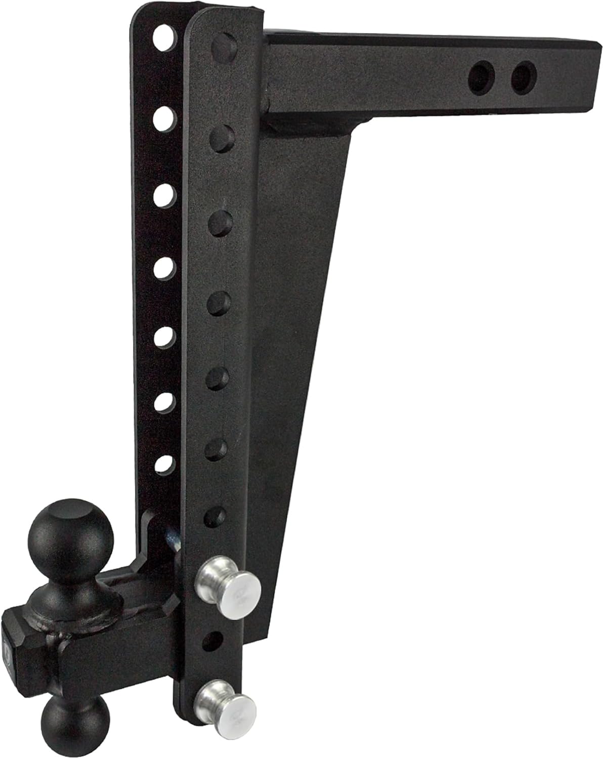 BulletProof Hitches 2.0" Adjustable Heavy Duty (22,000lb Rating) 14" Drop/Rise Trailer Hitch with 2" and 2 5/16" Dual Ball (Black Textured Powder Coat, Solid Steel)