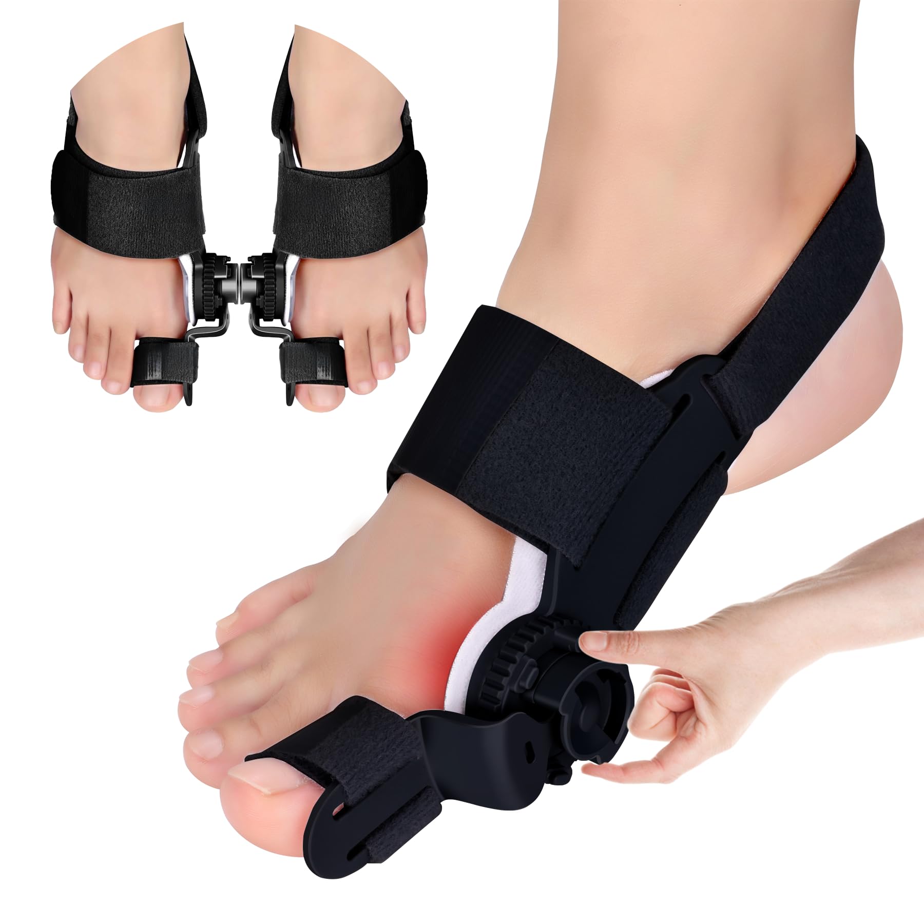 veook Bunion Corrector for Women Big Toe,Orthopedic Bunions Correction with Non Slip Separators for Women, Adjustable Toe Straightener Suitable for Left/Right Feet Hallux Valgus Relief (1, Black)