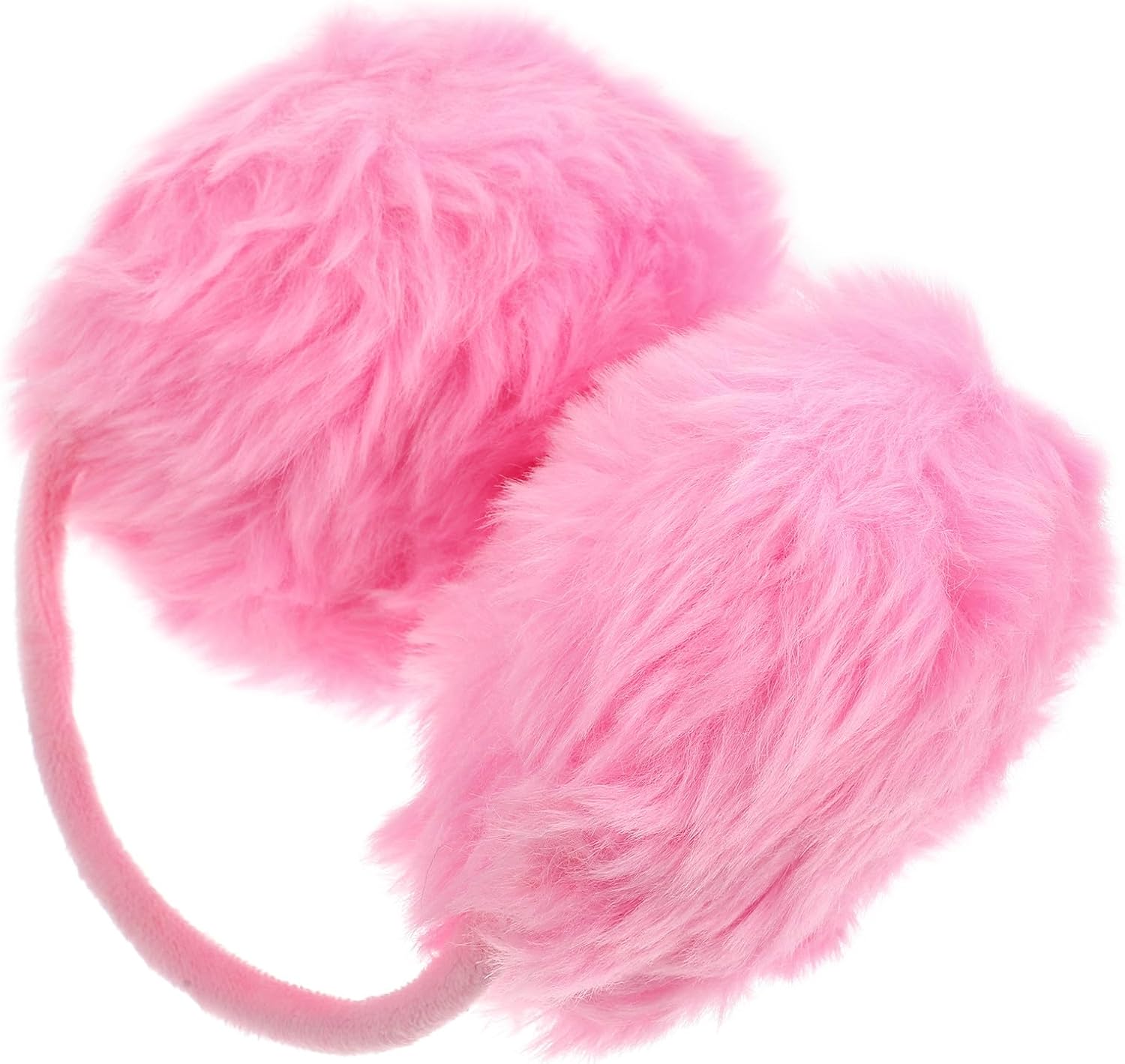 Winter Ear Muffs for Women and Men, Plush Faux Fur Ear Warmers with Back Headband, Soft Pink Winter Accessory for Outdoor Cold Weather