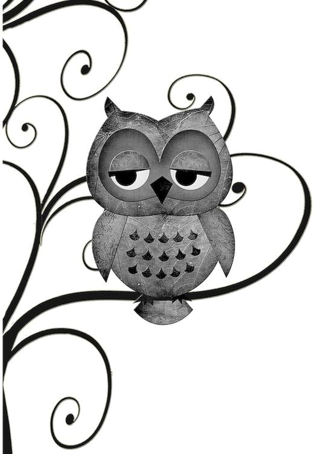 CafePress Black White Swirly Tree Owl Decorative Fabric Shower Curtain