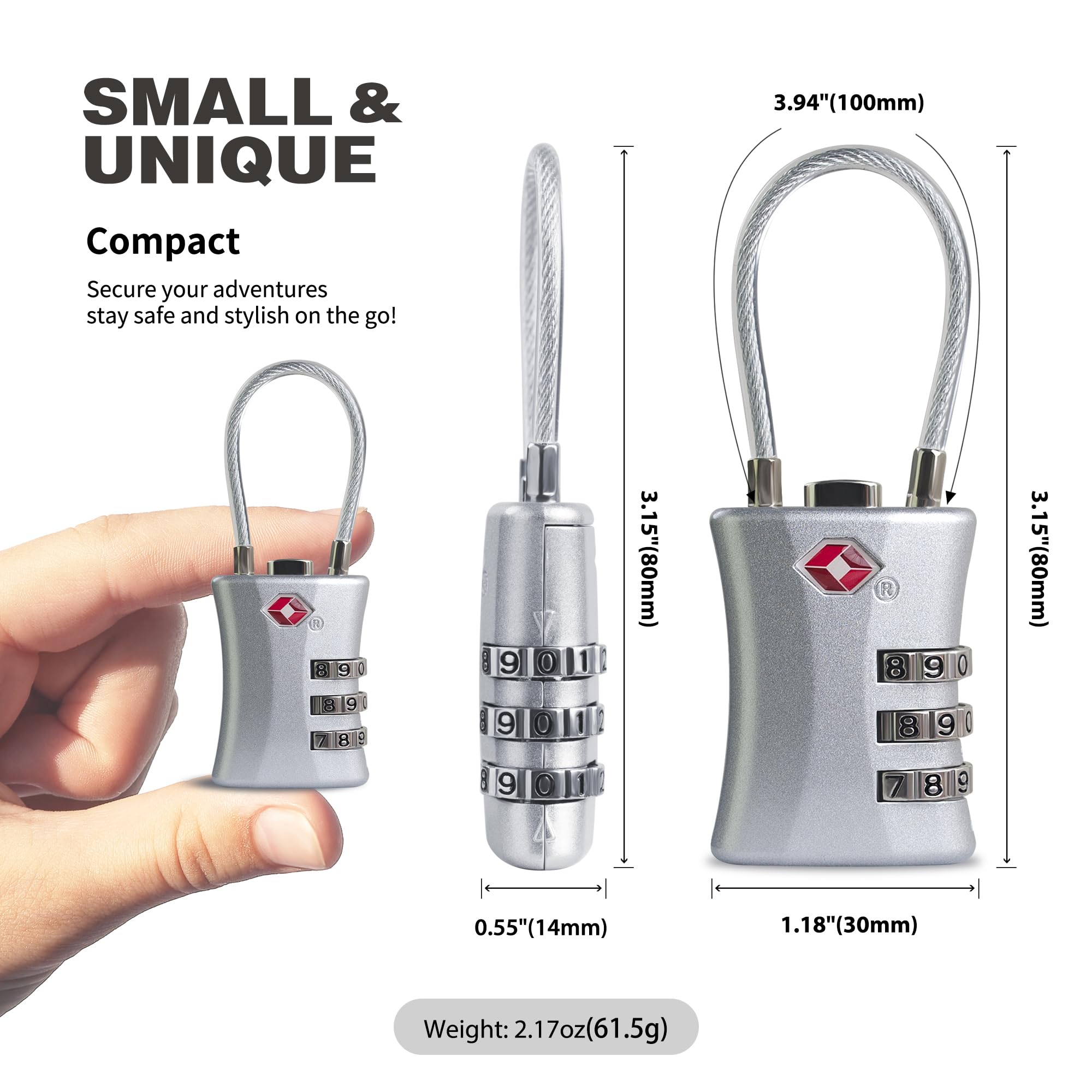 UP Security Suitcase Locks TSA Approved, Small Padlock Combination - Image 2