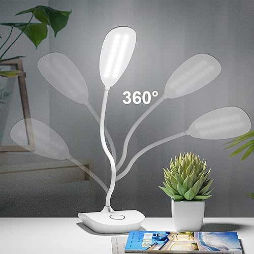 Miniatura 3 de DEEPLITE Lámpara de escritorio a pilas, luz LED de escritorio con 3 luces de atenuación continua, lámpara de mesa de 5 W, control táctil, cuidado de