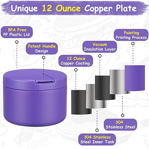 Miniatura 6 de Frasco de almacenamiento de alimentos con aislamiento de 12 oz con tapa de hebilla, boca ancha, termo de sopa para alimentos calientes, contenedor