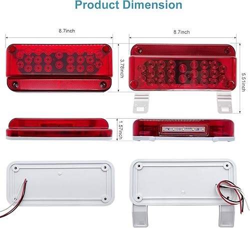 Miniatura 6 de Luces LED para remolque, luces traseras LED, luces de freno de caravana, luces traseras de freno para caravana, luces traseras con reflejos rojos
