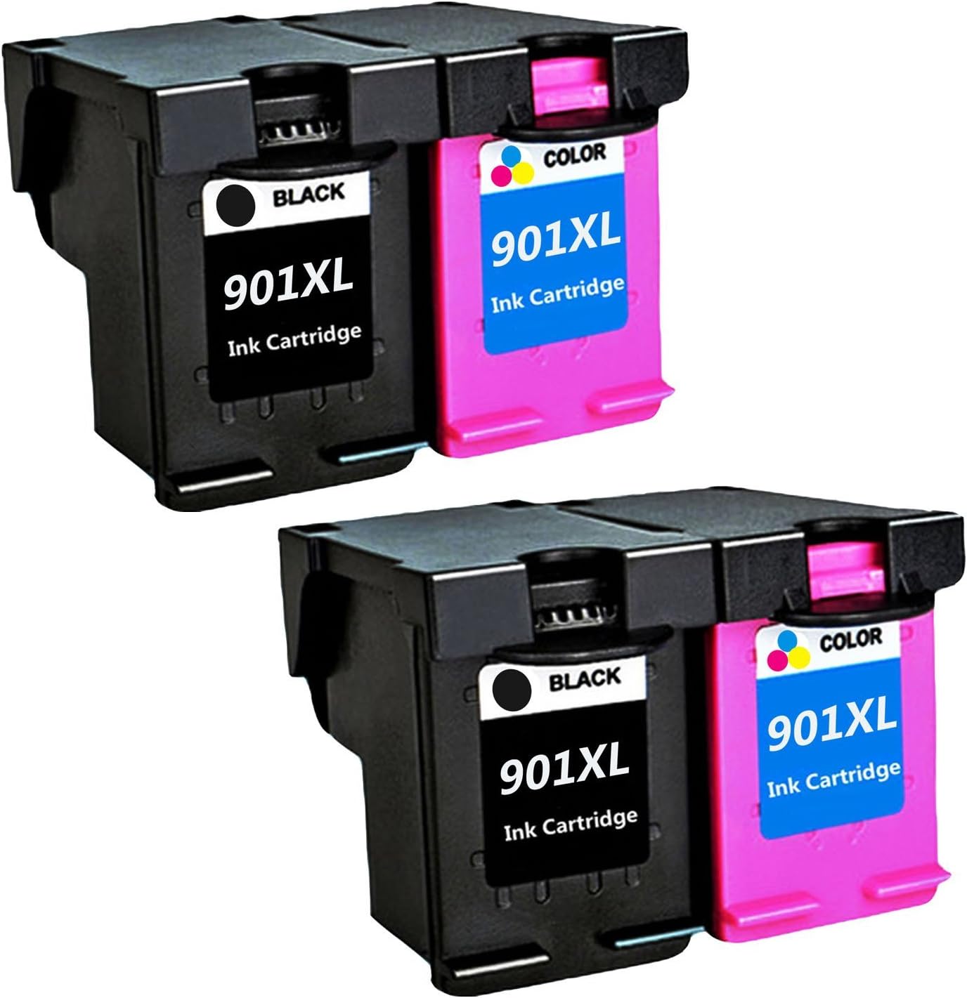 LOVEINK 4 Pack(2 Black/2 Tricolor) 901XL 901 XL Ink