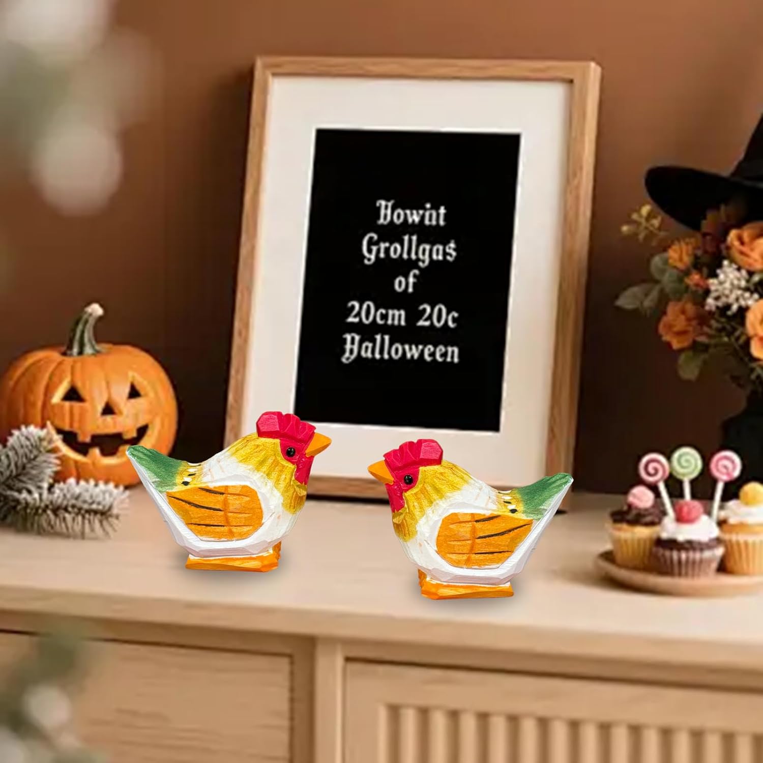 LWINGFLYER Hand Carved Wooden Chicken Statue – Miniature Animal Sculpture, Unique Handmade Gift for Pet Lovers, Collectible Home Decor (1PCS) - Image 6