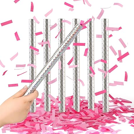Battife 6-Pack Confetti Momma Gender Reveal Confetti Sticks for Baby Girl Showers