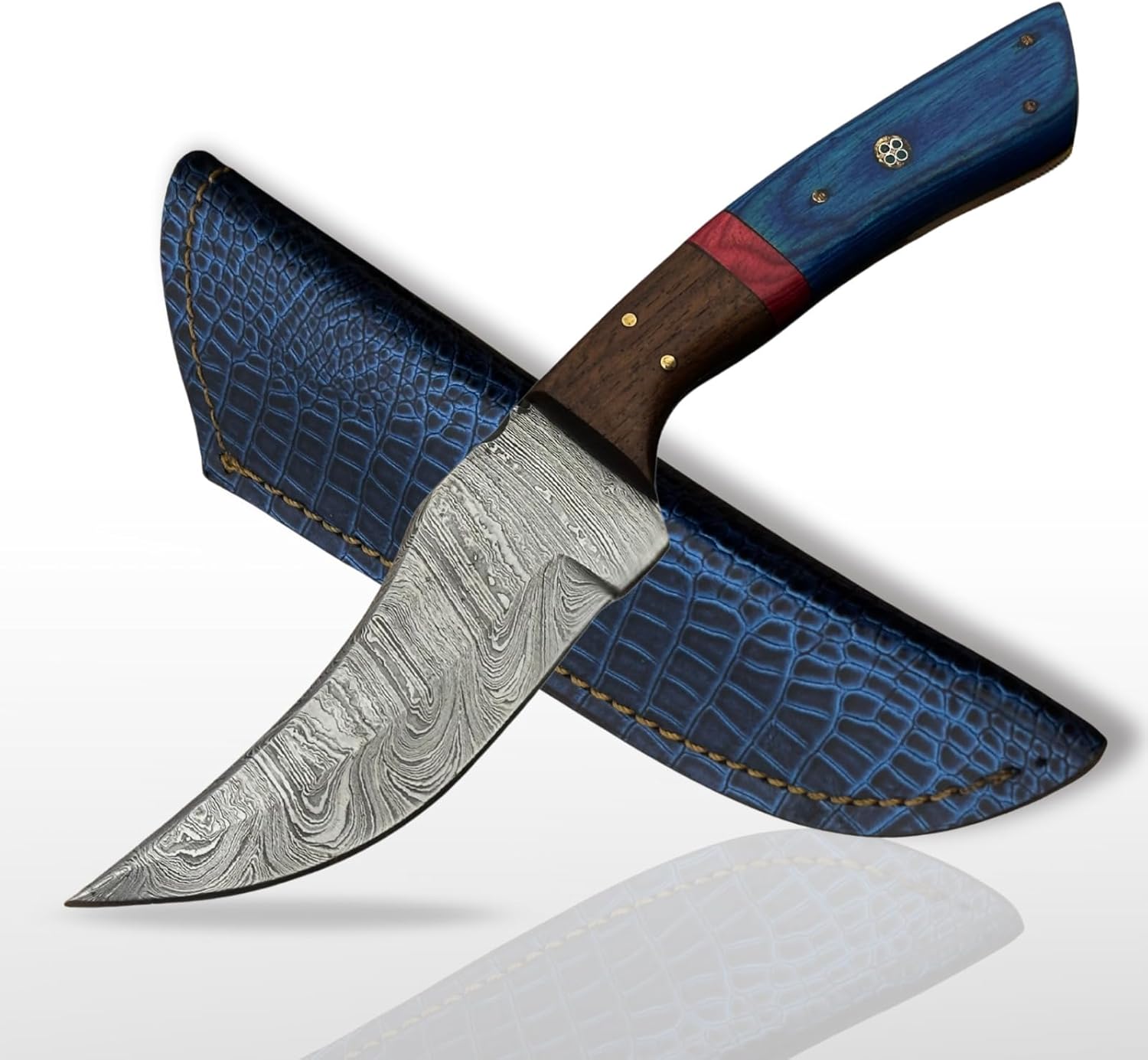 Custom Handmade Damascus Steel Hunting Knife – Fixed Blade Skinning Knives for Camping, Outdoor, Survival – Premium Damascus Blade with Sheath & Belt Loop – Tactical Bushcraft Hunting gear for Men