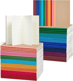 60 Pack Mini Pocket Lined Composition Notebook Bulk, 3.5x5.5 Kraft Cover with Rainbow Spines, Journals Bulk, 30 Sheets/60 Pages, Small Notebooks for Traveler, Students, School Supplies(Lined-60 pack)