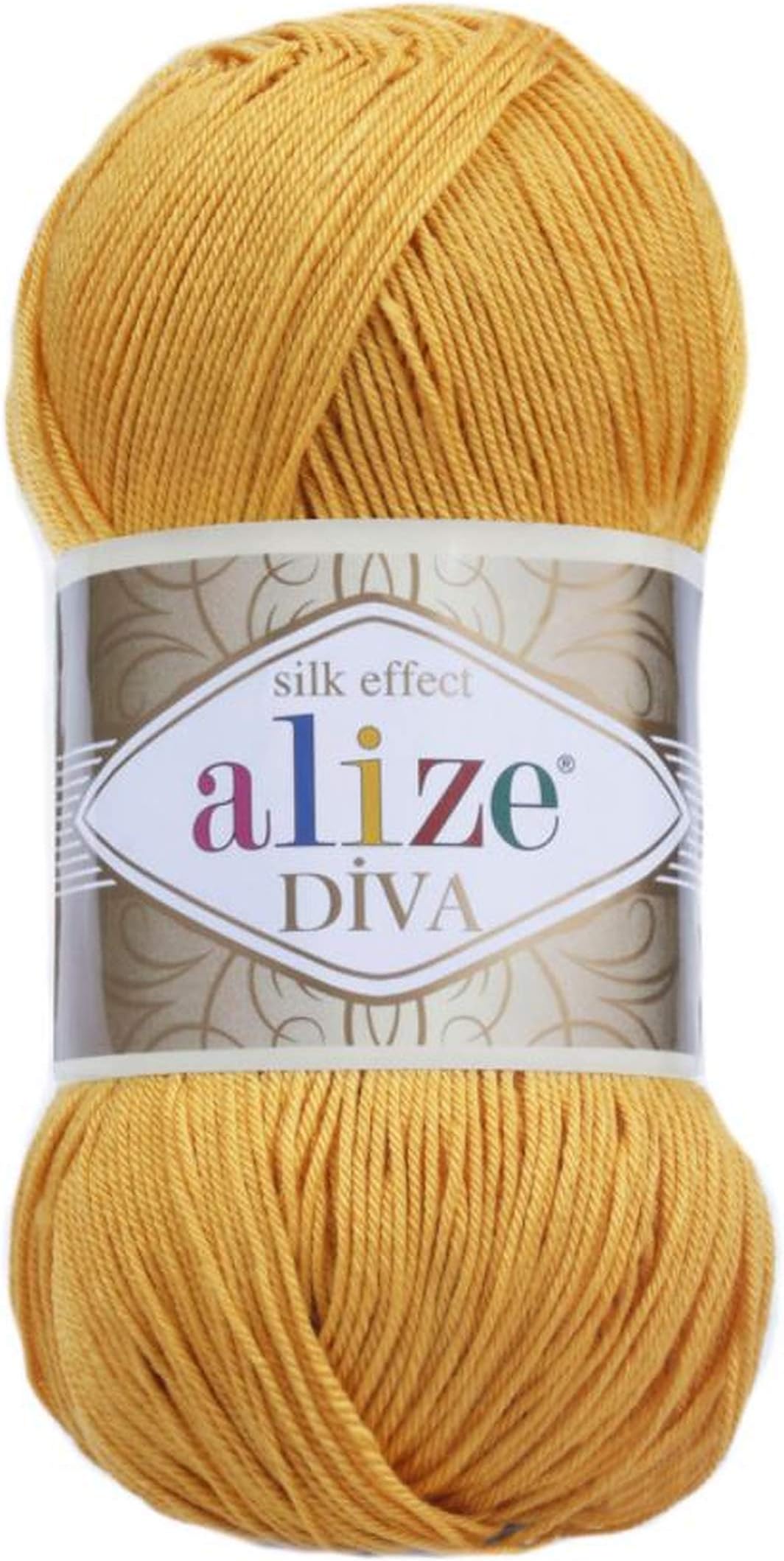 Alize Diva Silk Effect 100% Microfiber Acrylic Yarn 1 Ball skeins 100gr 383yds Color (488 - Saffron)