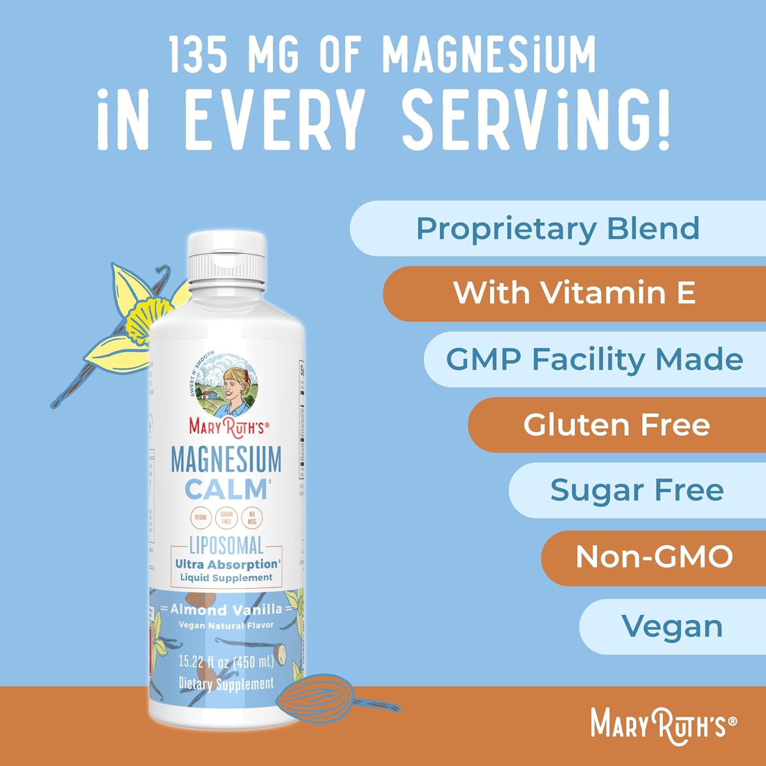 MaryRuth Organics Magnesium Liposomal| Magnesium Supplement | Magnesium Bisglycinate | Muscle & Bone Support | Mood Support Vitamin | Vegan | Non-GMO | Gluten Free | 15.22 Fl Oz | 30 Servings - Image 7