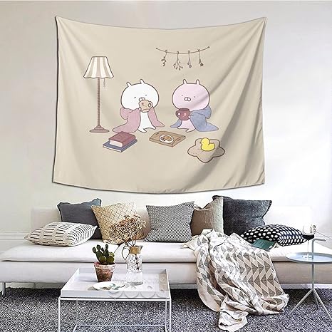 Amazon Co Jp 多機能うさまる 2 布ポスター ベッドルーム お店 壁掛け アニメ タペストリー アニメギ壁飾り 部屋飾り 窓 廊下玄関 装飾布 背景布 大判ファブリック 装飾用品152 130 ホーム キッチン
