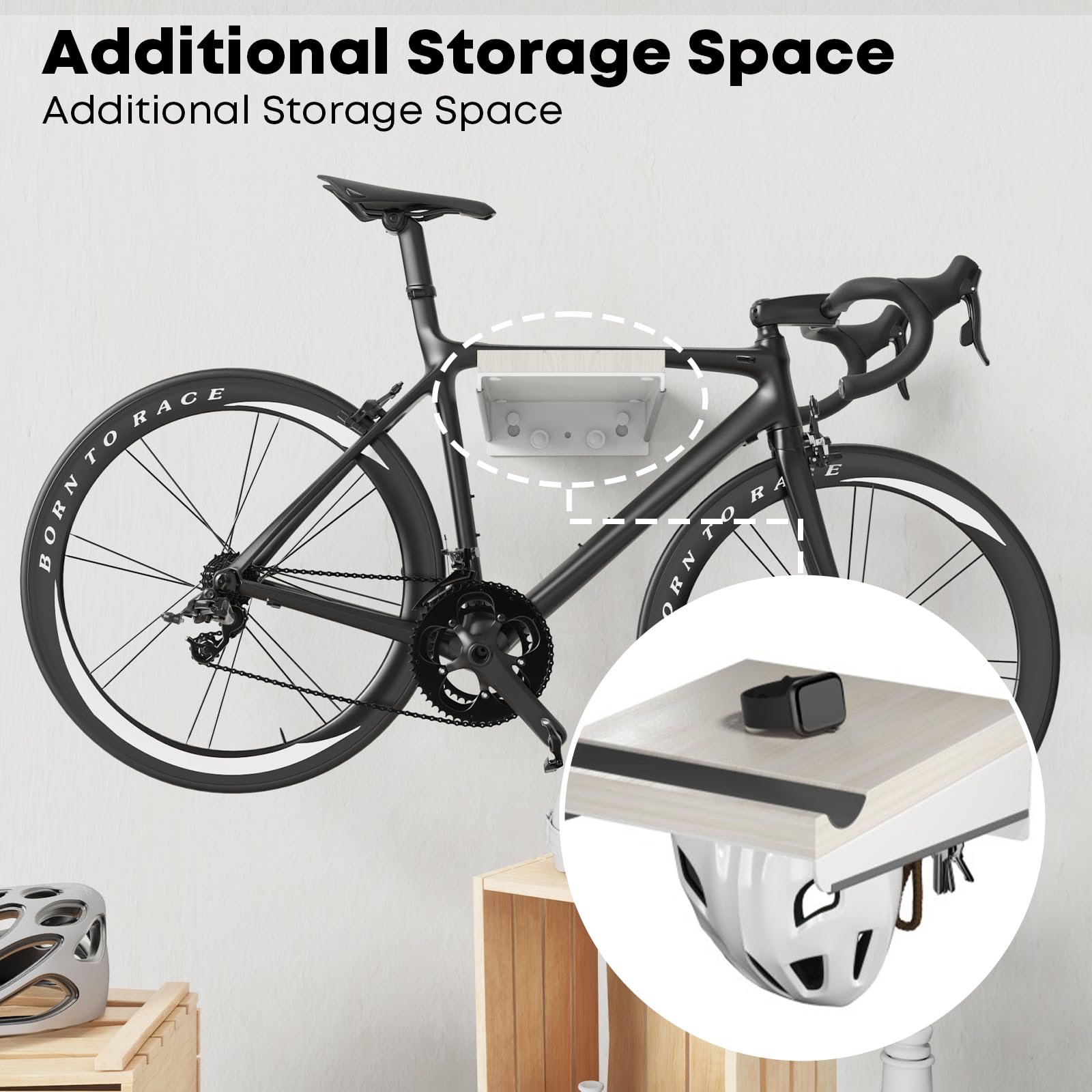 mountainbike aufbewahrung WORLDLIFT Fahrrad Wandhalterung Geeignet für Rennrad Stilvolles Gravel Bike MTB Wandmontage Stahl Holz Fahrradständer Lenkerbreite bis 500mm Passend für Fahrräder Baumarkt Sets:Einzeln kidsroom Erdbeeren haltbar machen