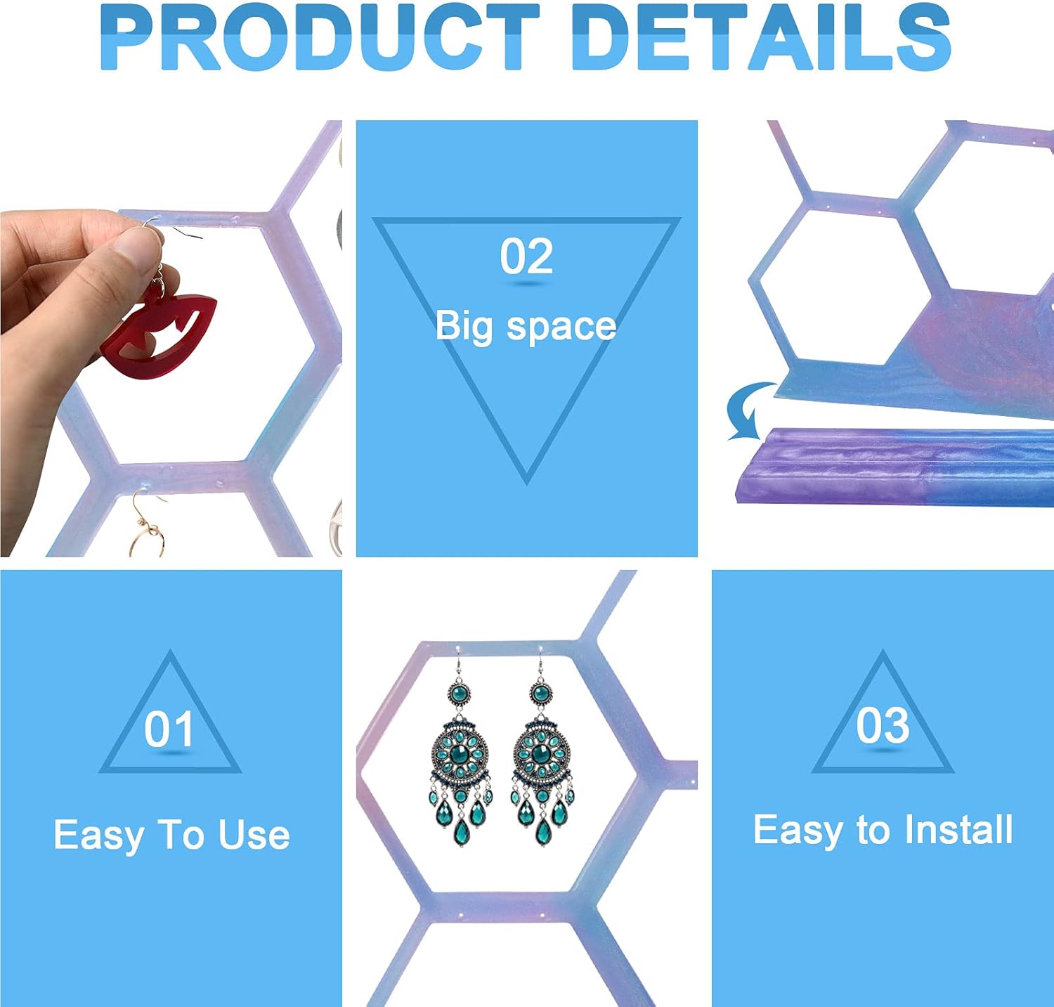 Resin Molds for Earring Holder, 18 Holes Jewelry Organizer Display Silicone Molds, Jewelry Shelf Epoxy Molds for Earrings Necklaces Bracelets Storage, Halloween Decoration, Christmas Gifts