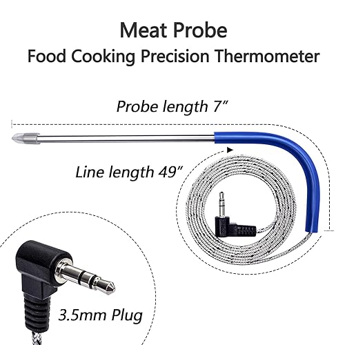 Miniatura 2 de Paquete de 2 sondas de carne para parrilla de pellets Traeger, piezas de repuesto para sondas de temperatura, enchufe de 0.138 in, termómetro para