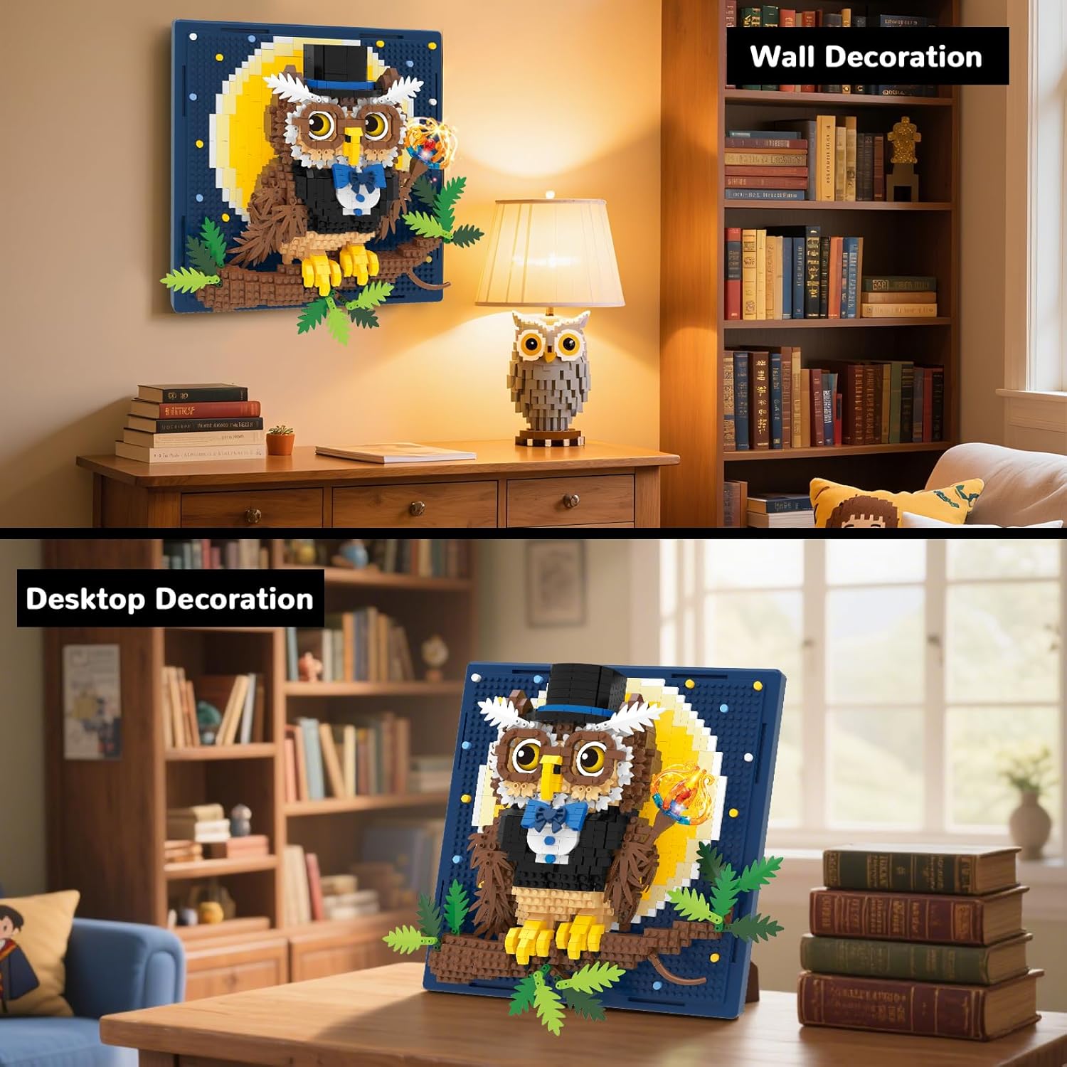 Magic Owl Animal 3D Wall Art Micro Mini Building Blocks Set, Unique Home Wall Decor or Table Display, Ideal Gift Toy for Adults & Boys Girls 14+ (1272 PCS)