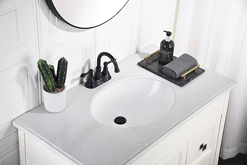 Miniatura 9 de Grifo de lavabo de baño de dos asas, color negro mate de 3 agujeros con drenaje desplegable de desbordamiento, boquilla giratoria 360, grifo de