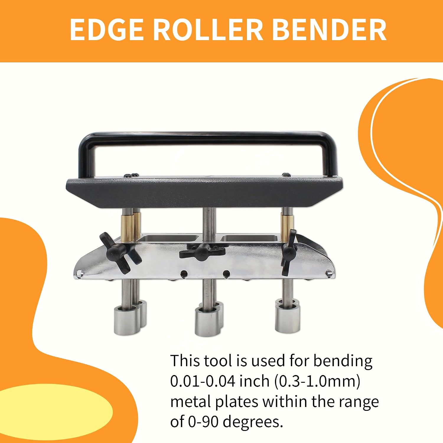3-Station Sheet Metal Bender, 0-90° Bending Angle Roller Bender, Metal Roll Roofing Tools for Making 1/2-5in (13‑130mm) Bending