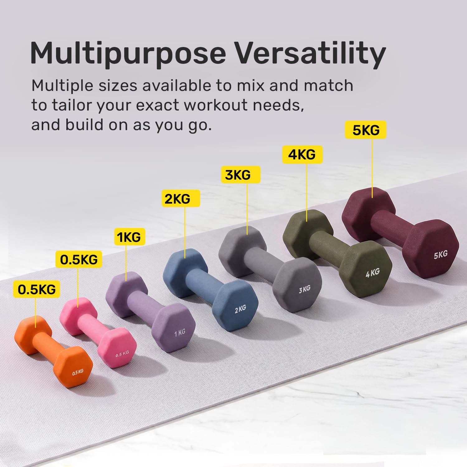 The Cube Club Neoprene Dumbbells - Lavender 2kg -2