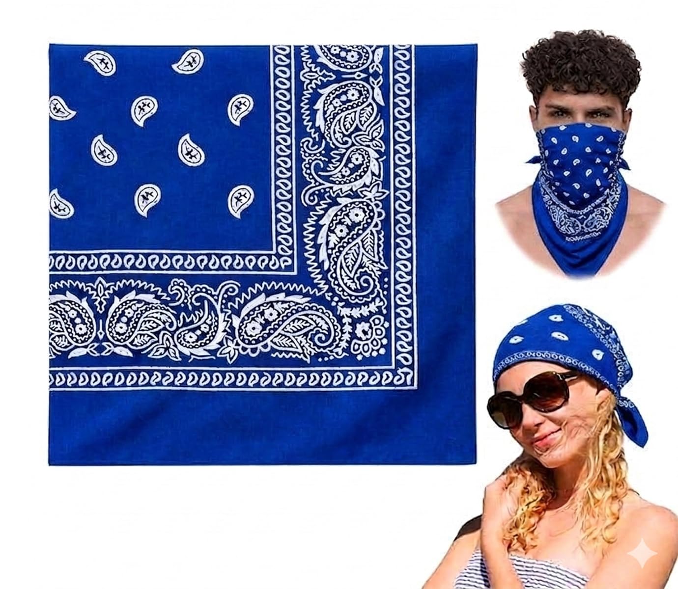Unisex Soft Breathable 100% Cotton Bandana for Men & Women | Head Band for Men Bike Riding, Scarf for Men, Head Scarf for Women, Multi-Purpose Paisley Printed Square 50x50 cm-image-2