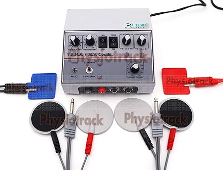 Physiotrack Tens Stimulator Machine for Physiotherapy Tens MS Combination EMS Muscle Stimulation Deluxe Physiotherapy Equipment Physiotherapy Machine with one year warranty