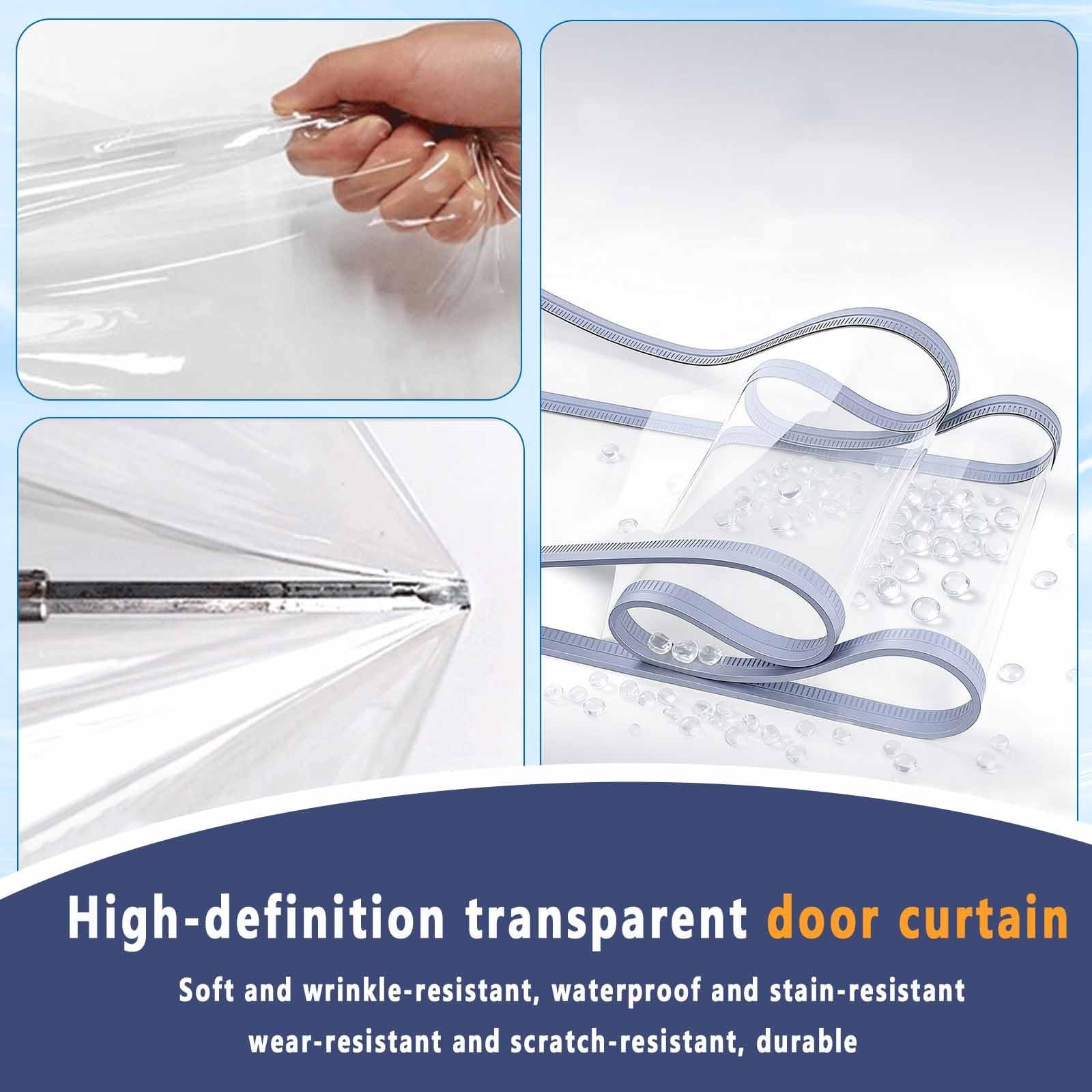 Rideau À Lanières Rideau De Porte Exterieur Rideaux À Lamelles Transparent Imperméable Rideau Laniere PVC Coulisse À Gauche Et À Droite Facile À Installer(1.6 mm,H290cmxW50cm)