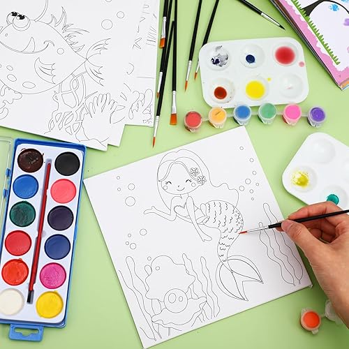 Miniatura 2 de Sherr Juego de 12 lienzos preimpresos, de 8 x 8 pulgadas, para niños, lienzo impreso para pintar, juego de lienzo temático para recuerdos de fiesta