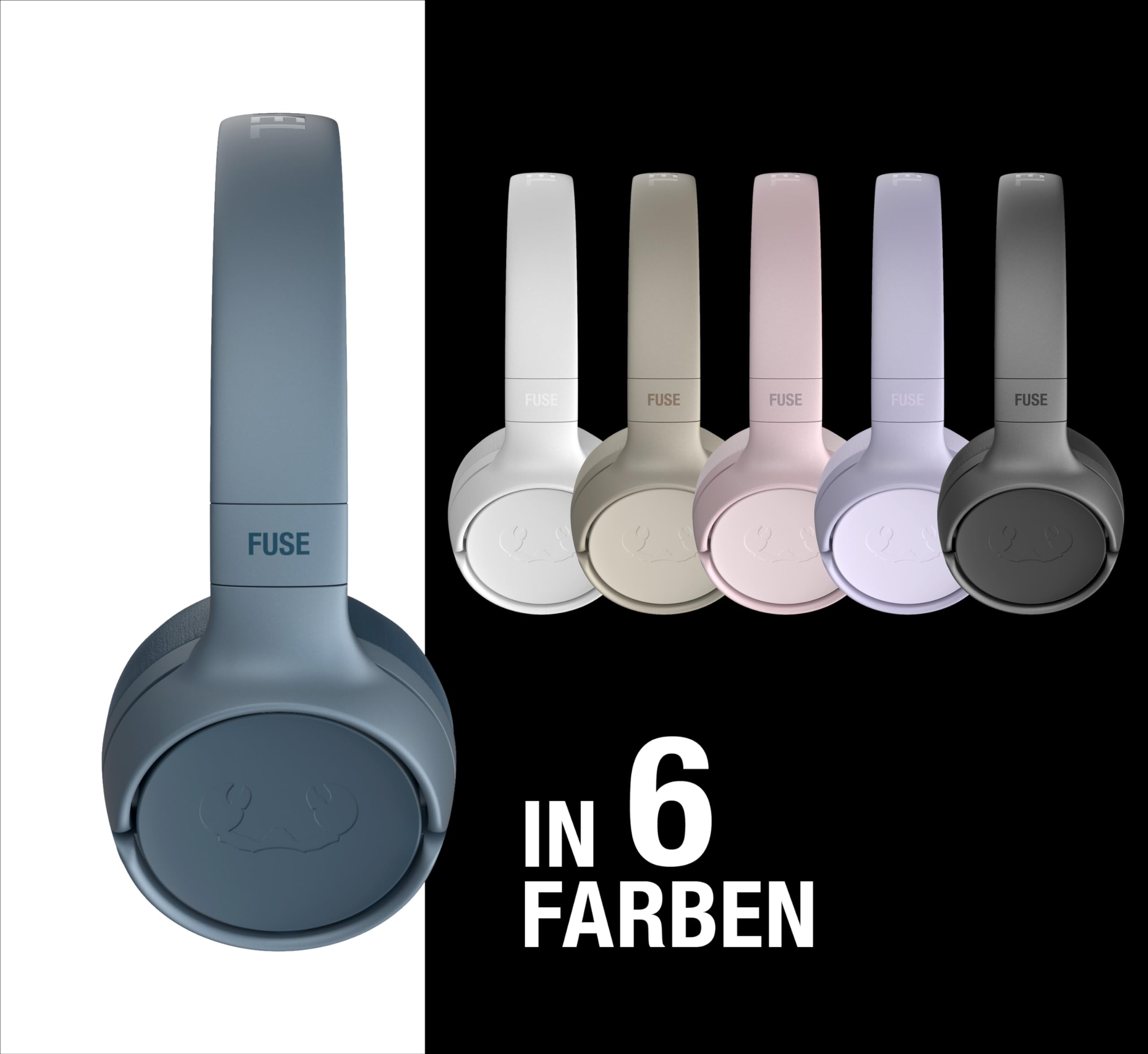 Fresh 'n Rebel Code Fuse, słuchawki nauszne Bluetooth, bezprzewodowe, 30 godzin odtwarzania, z mikrofonem i asystentem głosowym, regulacją głośności i przyciskami odtwarzania/pauzy, składane (Dive