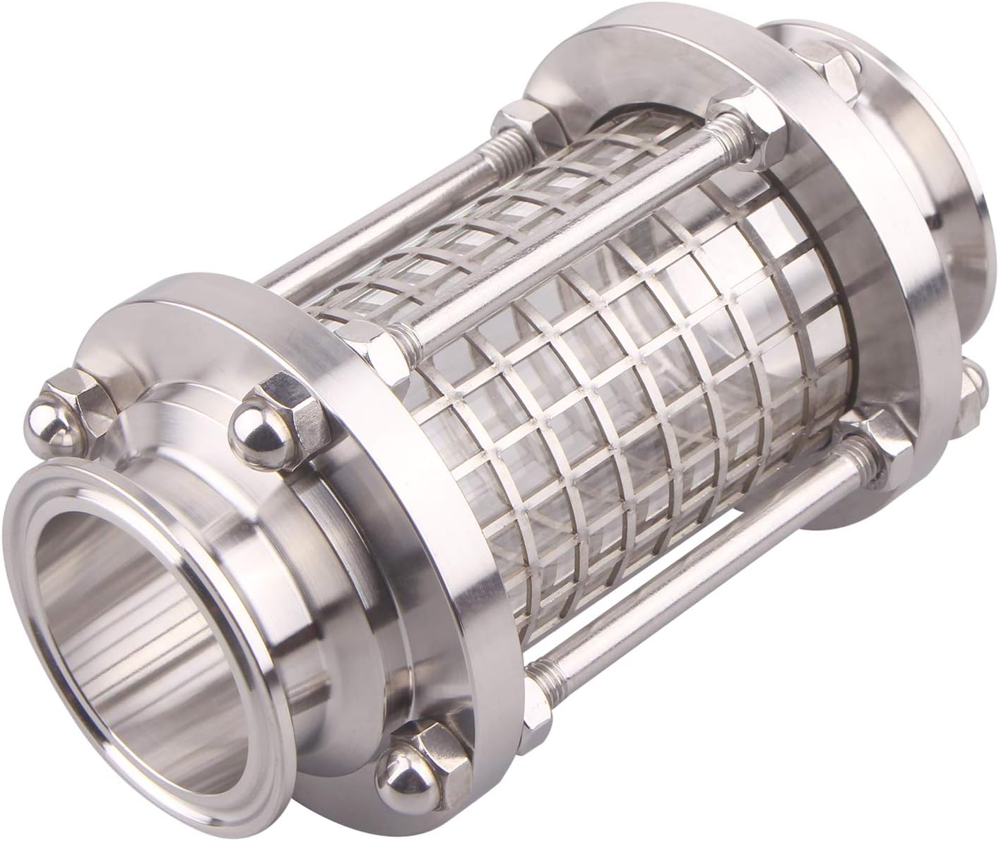 DERNORD in-Line Sight Glass with Clamp End,Flow Sanitary Straight Sight Glass SUS316 Tri Clamp Type. (Flow Pipe OD51MM(Cage Protection Type))