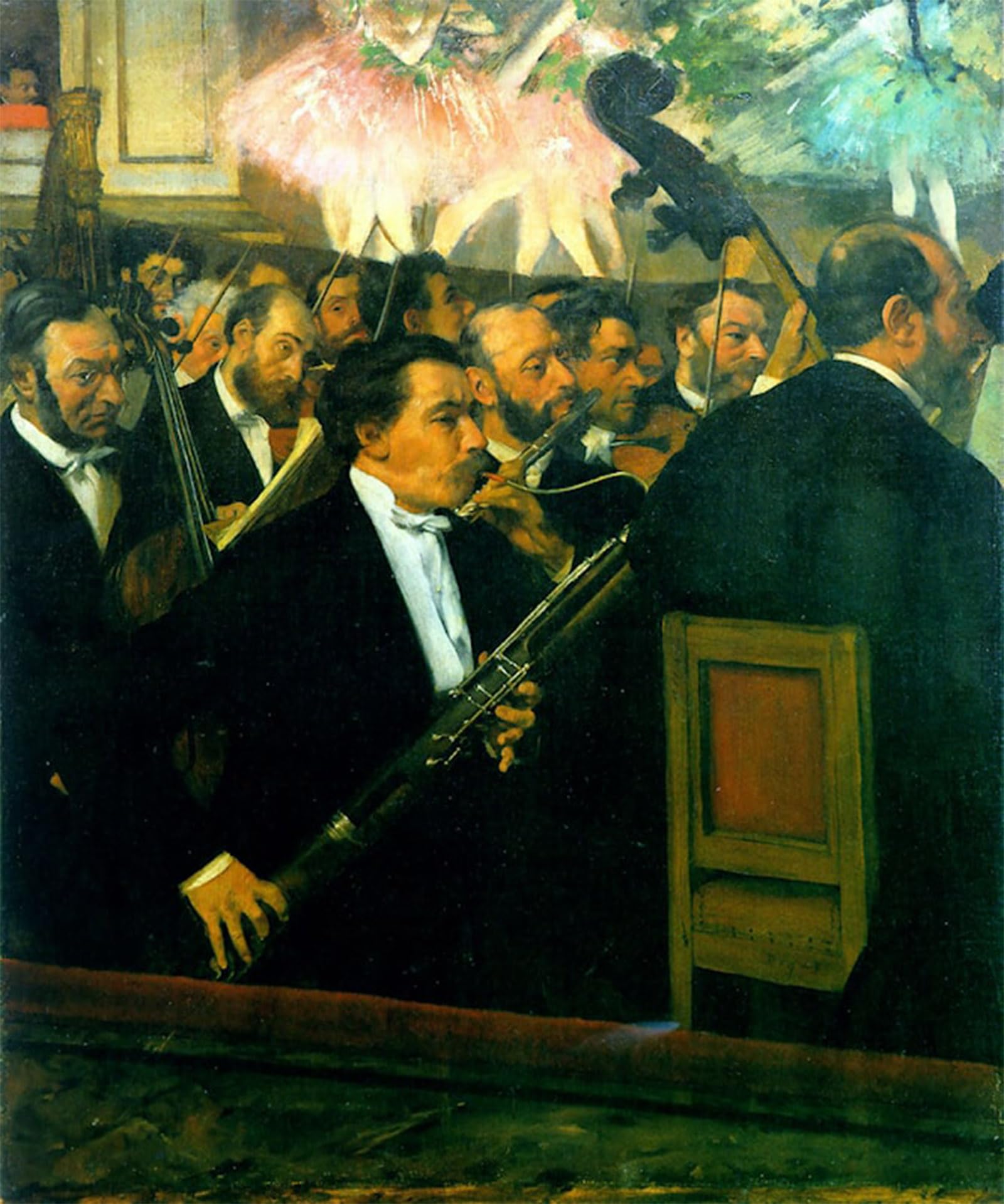 HRJUBWREE Oil Painting Prints on Canvas Painting Picture the Orchestra of the Opéra by Edgar Degas Artwork Canvas Prints for Office Decor 60x90cm