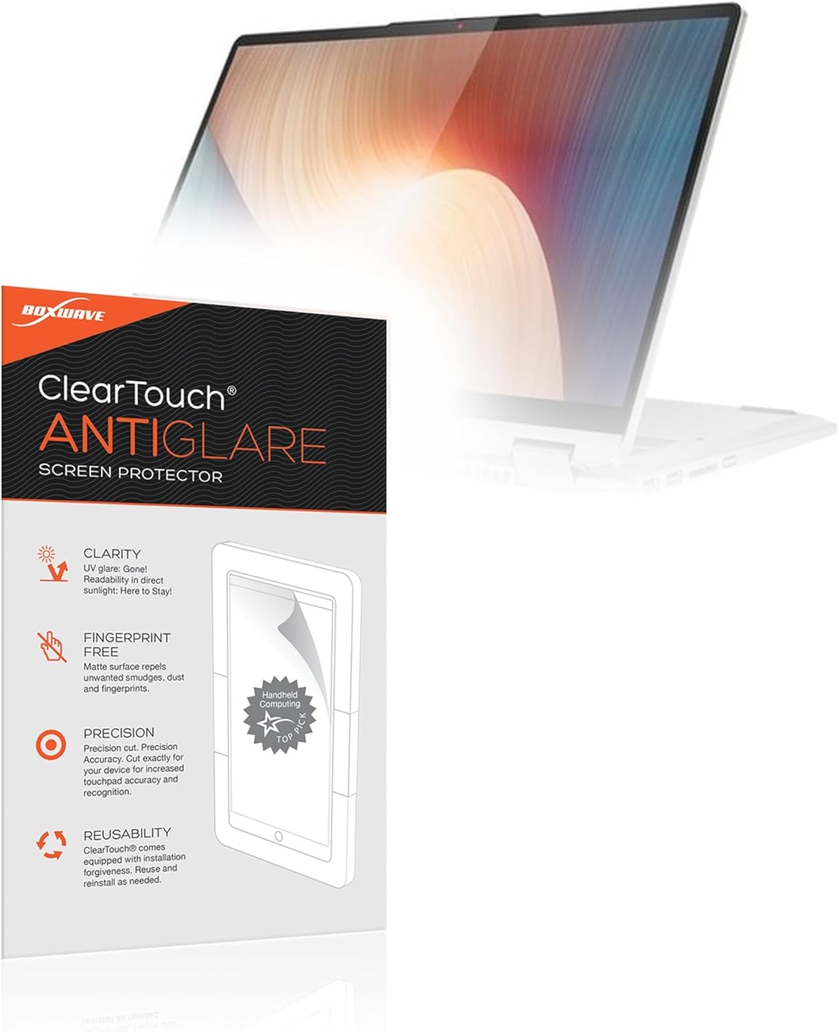 BoxWave Screen Protector Compatible with Lenovo IdeaPad Flex 5 (14 in - 82R9) - ClearTouch Anti-Glare (2-Pack), Anti-Fingerprint Matte Film Skin
