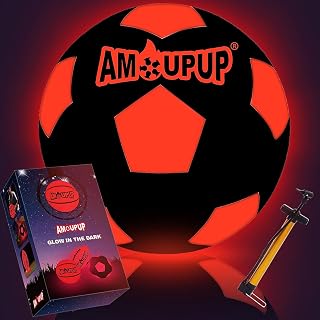 AceMining Football, Glow in the Dark Football, Football Gifts for Boys, Light Football, Light up Soccer Ball Size 5, LED Luminous Football, Illuminated Football for Kids