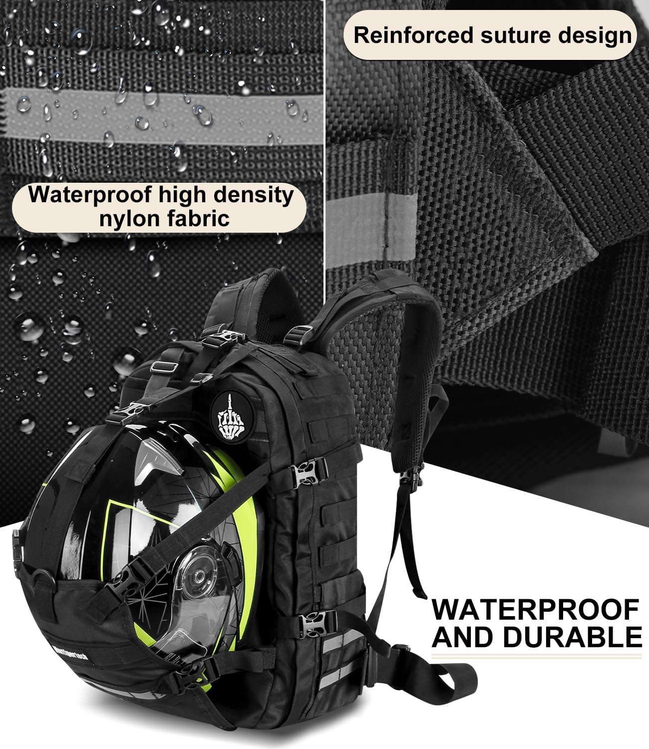 Helmet Backpack for Motorcycle Cycling, Large Capacity Waterproof Helmet Holder, Helmet Storage Bag Hiking Backpack - Image 3