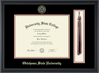 Oklahoma State University 11" w x 8.5" h Tassel Diploma Frame - Fits bachelor's, master's, and Pre Feb 2023 phd - Gold Embossed Tassel & Cord Diploma Frame - Officially Licensed