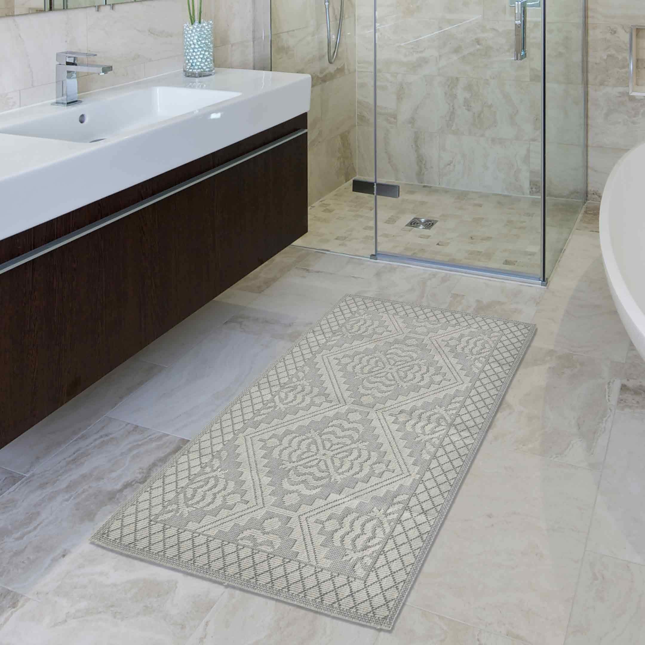 Casatessile Tappeto Cotone Multiuso Cucina Soggiorno Sardinia Tappeto Tipo Sardo, Multiuso, Tappeto Bagno Lavabile in Lavatrice - Grigio Chiaro, 120x180 cm.