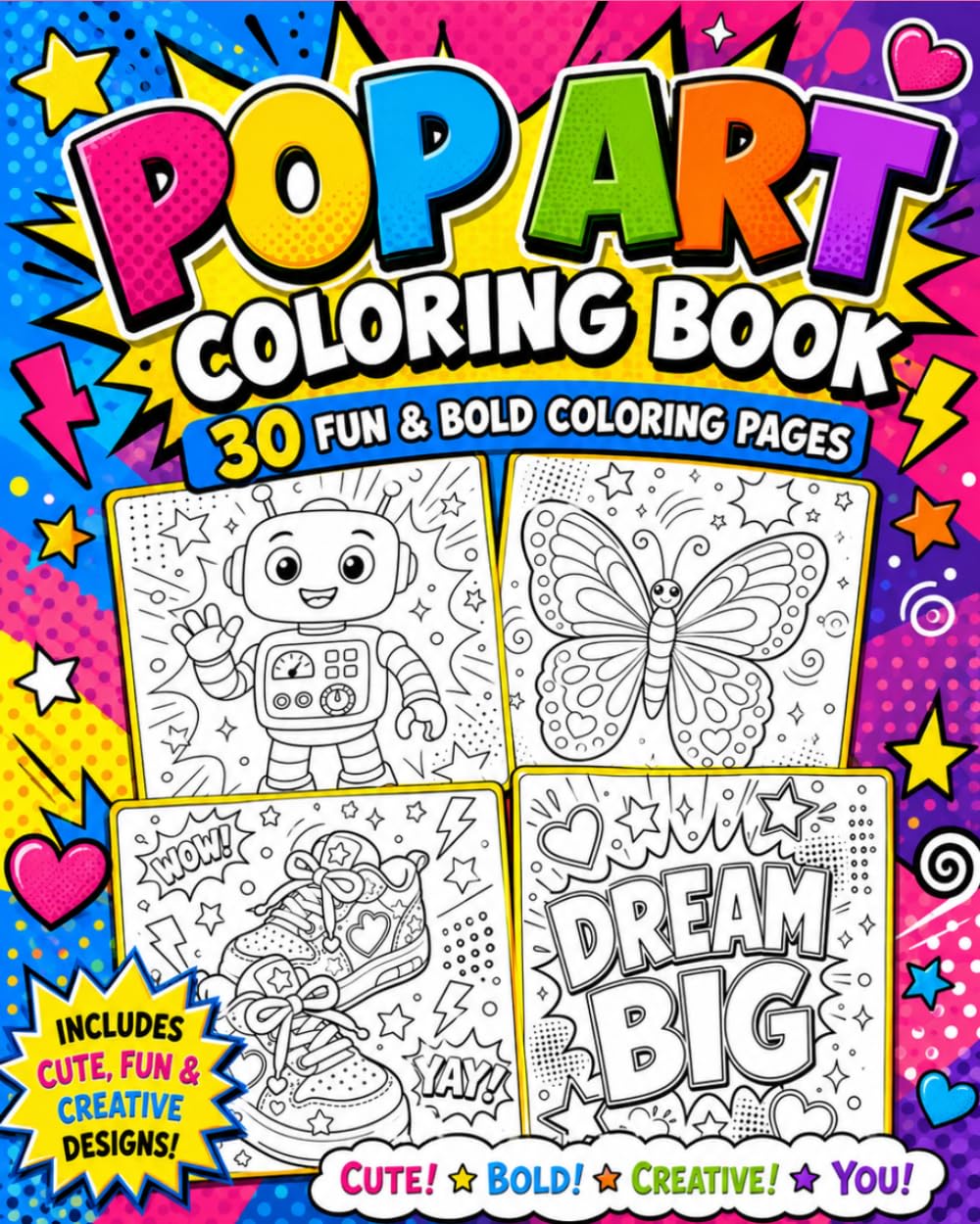 COLORING BOOK - POP ART: 30 Fun & Bold Coloring Pages