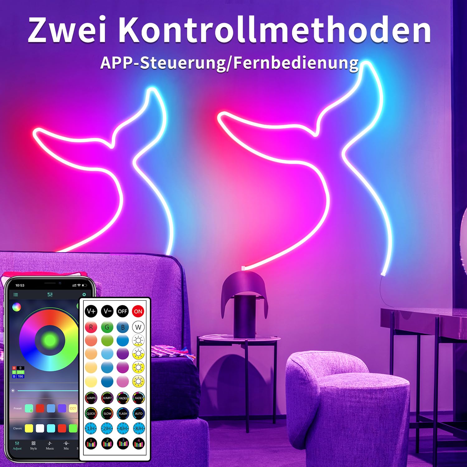 Segrass 10m LED Neon Strip mit APP Steuerung, Fernbedienung, IP65 Wasserdicht Flexible RGB Streifen 24V Band Lampe