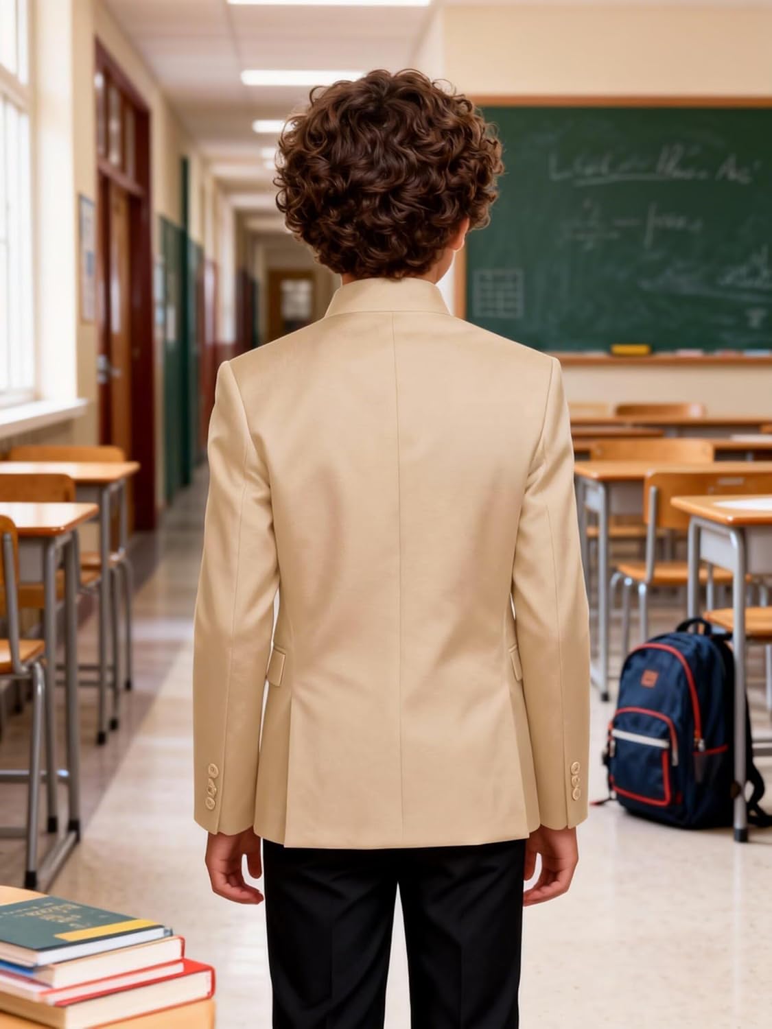 Boys Blazer Mandarin Collar Suit Jacket for Boy Slim Fit Traditional Chinese Tunic Blazer Sport Coat for Kids