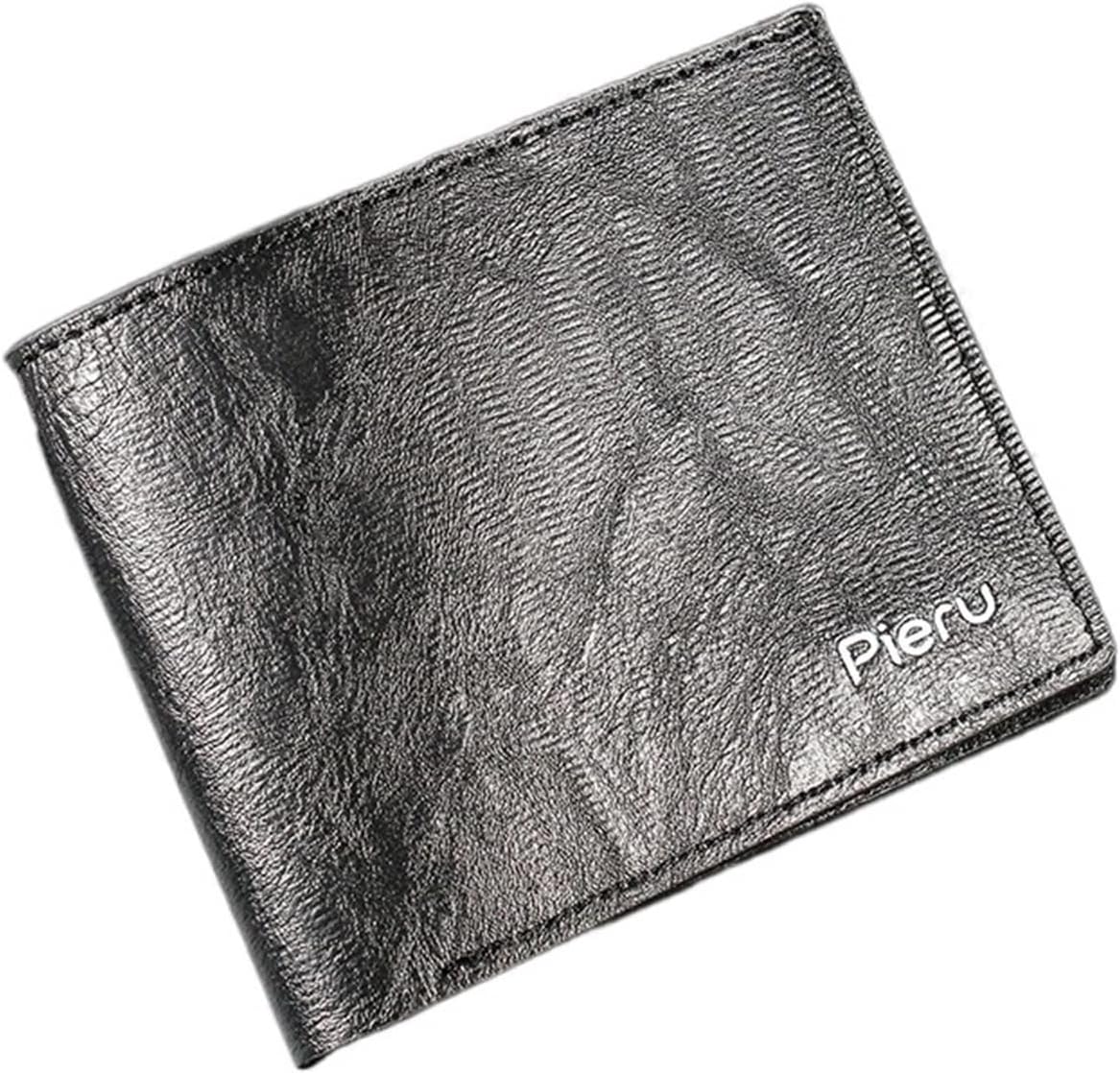 Hot Vintage Wallet Men PU Leather Short Slim Male Purses 6 Bits Card Case Business Card Holder Ticket Photo Clip Card Holder, Black, One Size