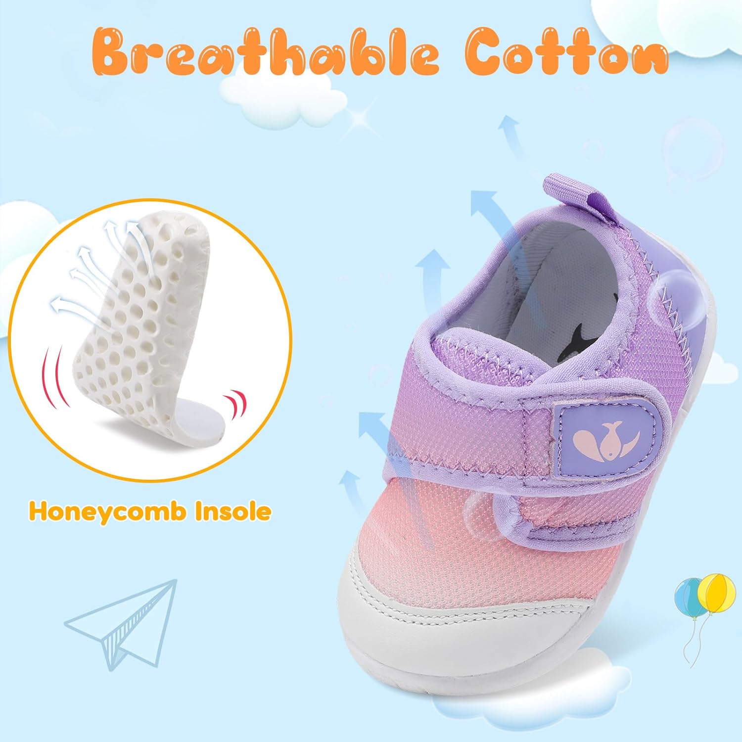 FEETCITY Baby First Walking Shoes Boys Girls Infant Sneakers Crib Shoes Breathable Lightweight Slip On Shoes - Image 4