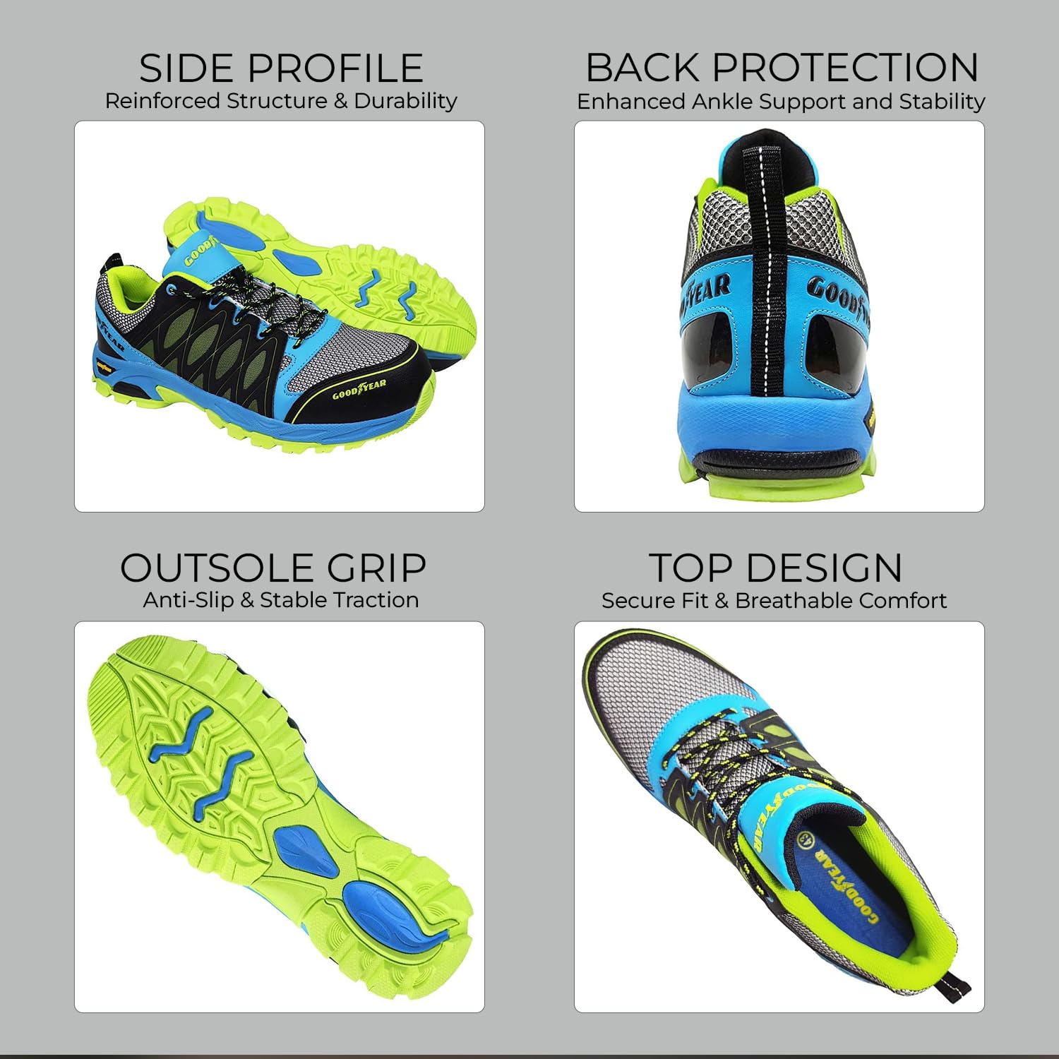 Goodyear GYSHU1503 - Zapatillas de seguridad para hombre, Multicolor, 42 EU (8 UK)