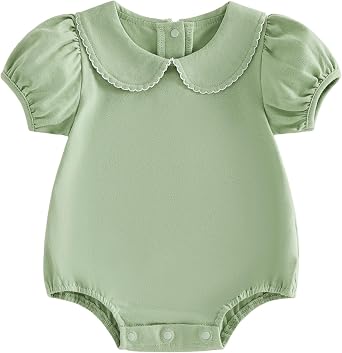 Newborn Baby Boy Girl Summer Clothes Basic Plain Short Sleeve Romper Cotton One Piece Bodysuit Shirts Tops 0-18M