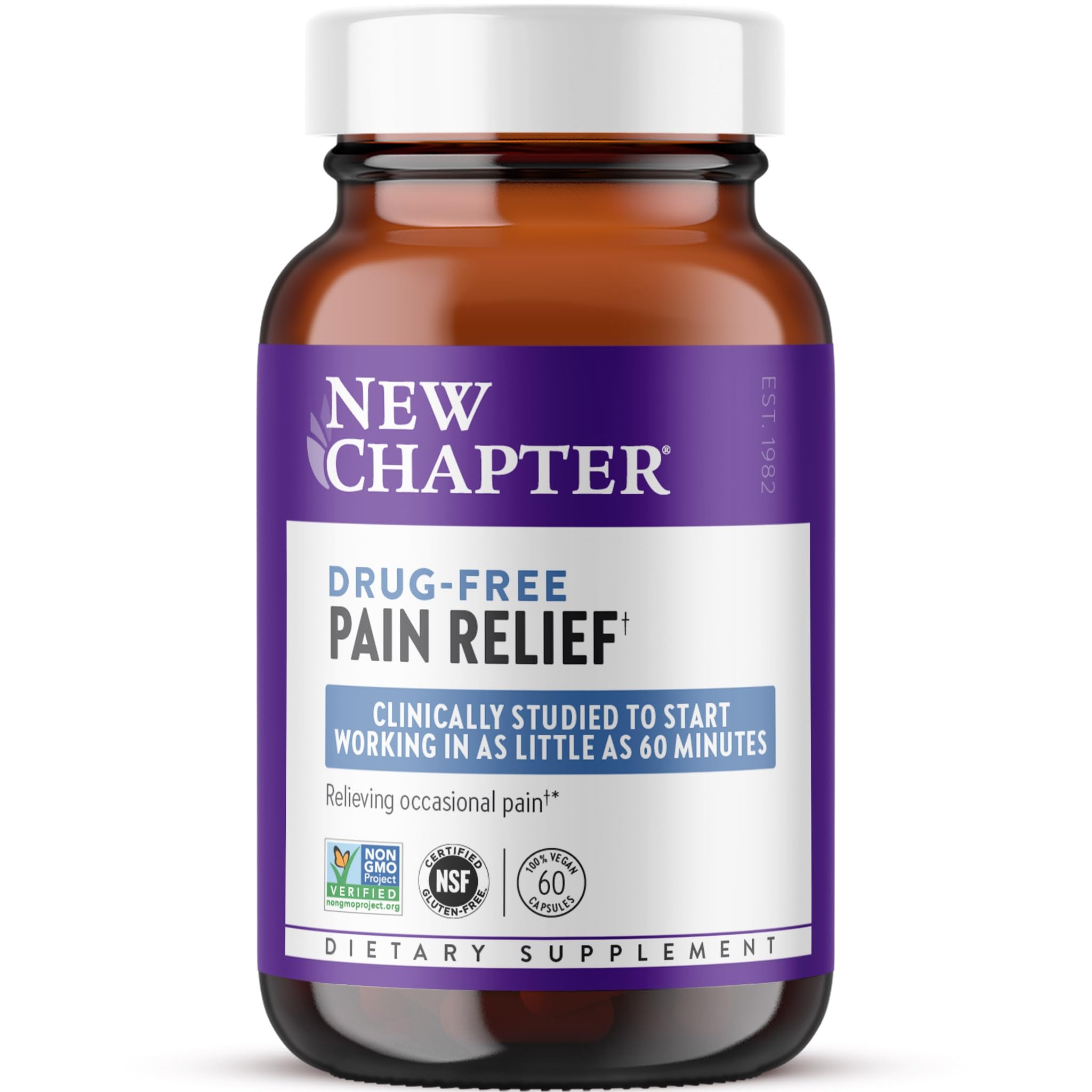 New Chapter Drug-Free Pain Relief Supplement - Clinically Studied to Start Working in 60+ Minutes –Boswellia, Black Sesame & Turmeric Supplement for Aches & Pains + Moving in Comfort