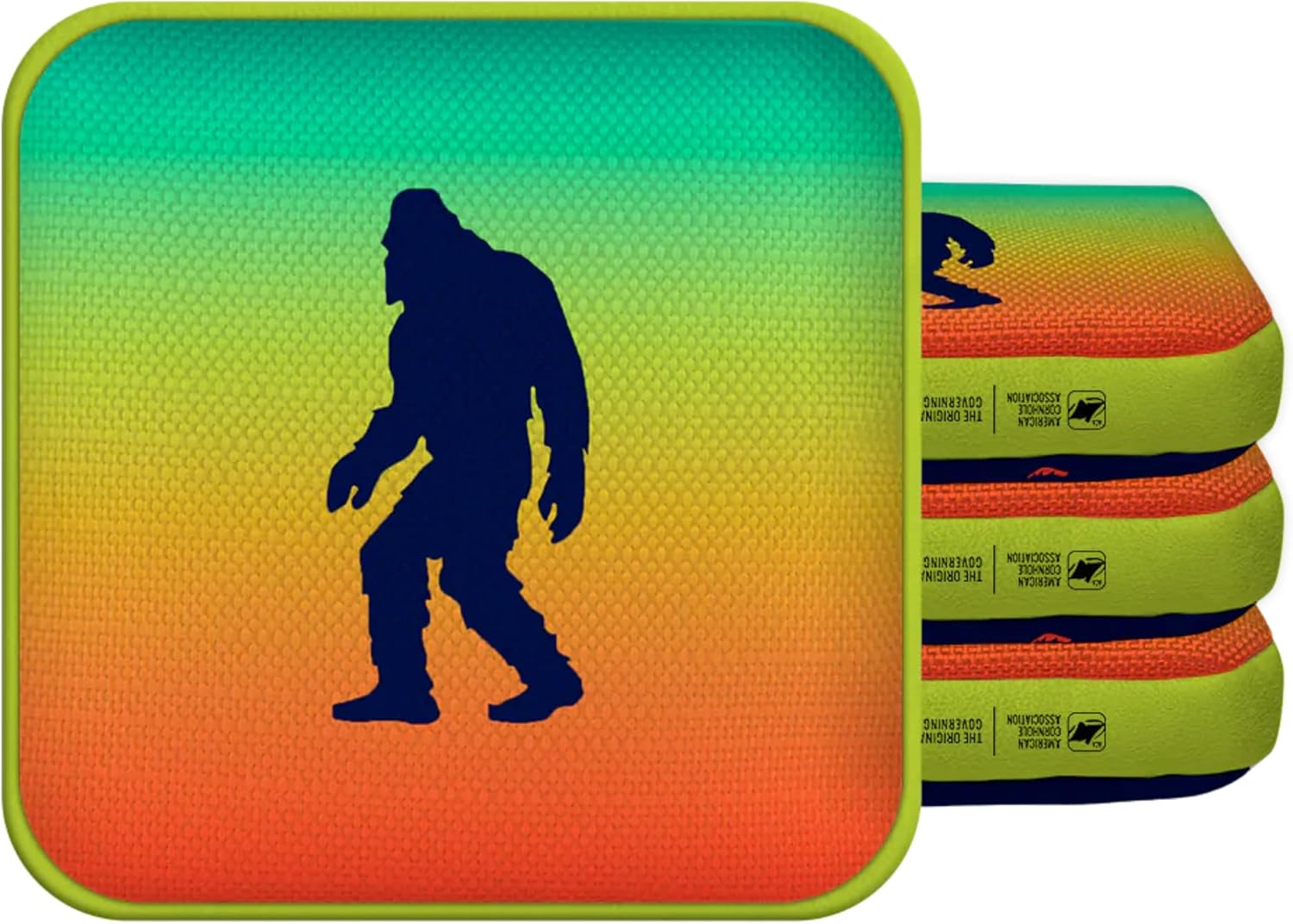 ACA Synergy Edge Professional Cornhole Bags Dual Sided 6x6 Retro Sasquatch Multi Color