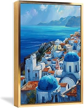 Amazon.co.jp: 絵画 ギリシャ サントリーニ島の風景インテリア 絵画