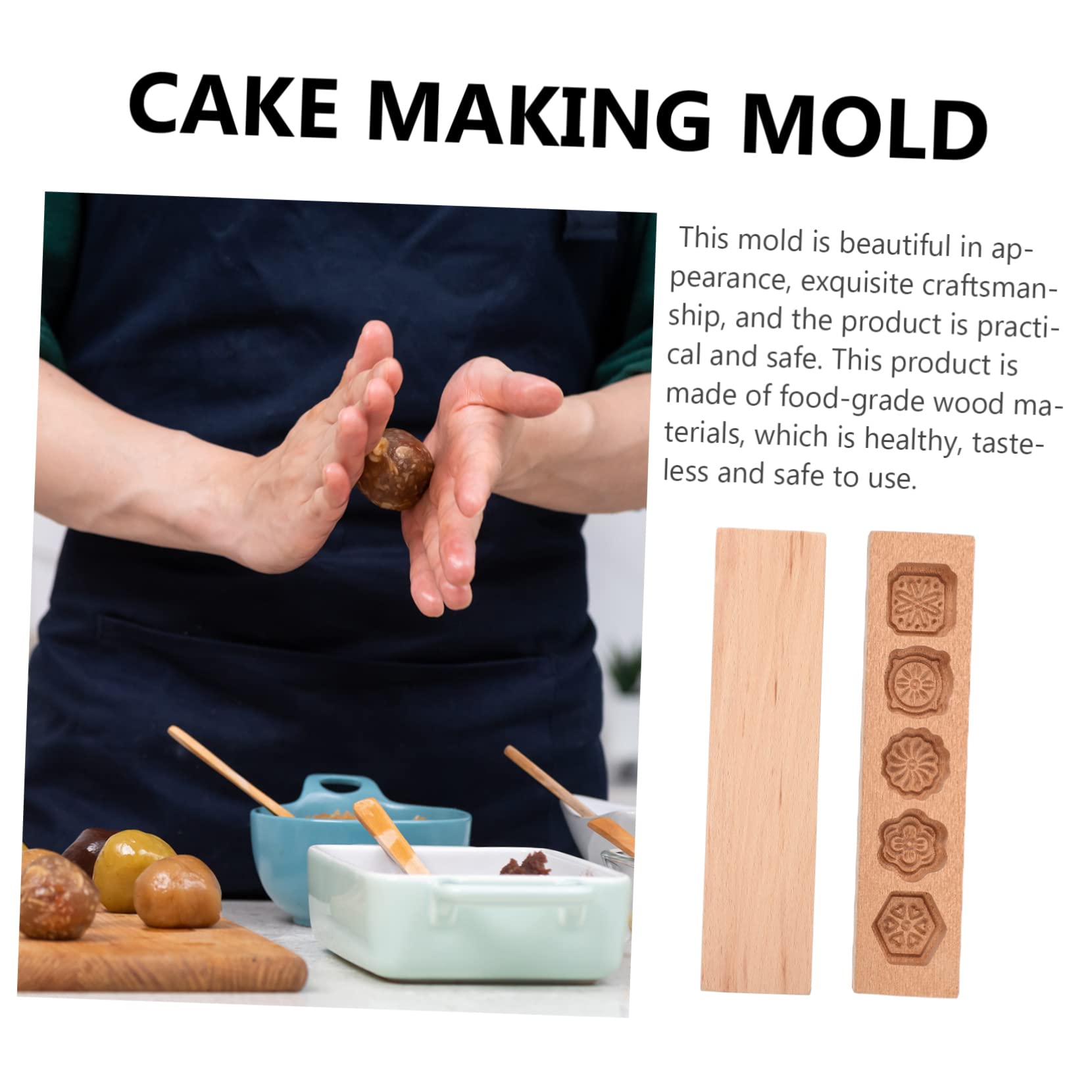 BIUDECO 1Pc Wooden Moon Cake for Baking Food Grade Pastry for Kitchen and Parties Reusable and Easy to Clean Design for Distinctive Treats