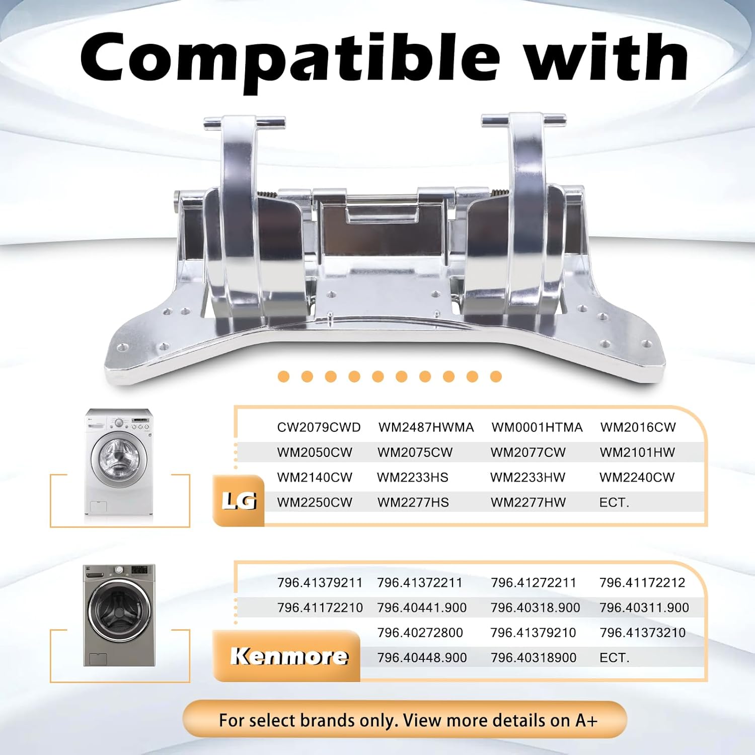 4775ER2002A Washer Door Hinge Assembly Compatible with LG Kenmore Washing Machines Replaces# 4775ER2002B 4775ER2002D 1267595 AP4437239 PS3523463 EAP3523463
