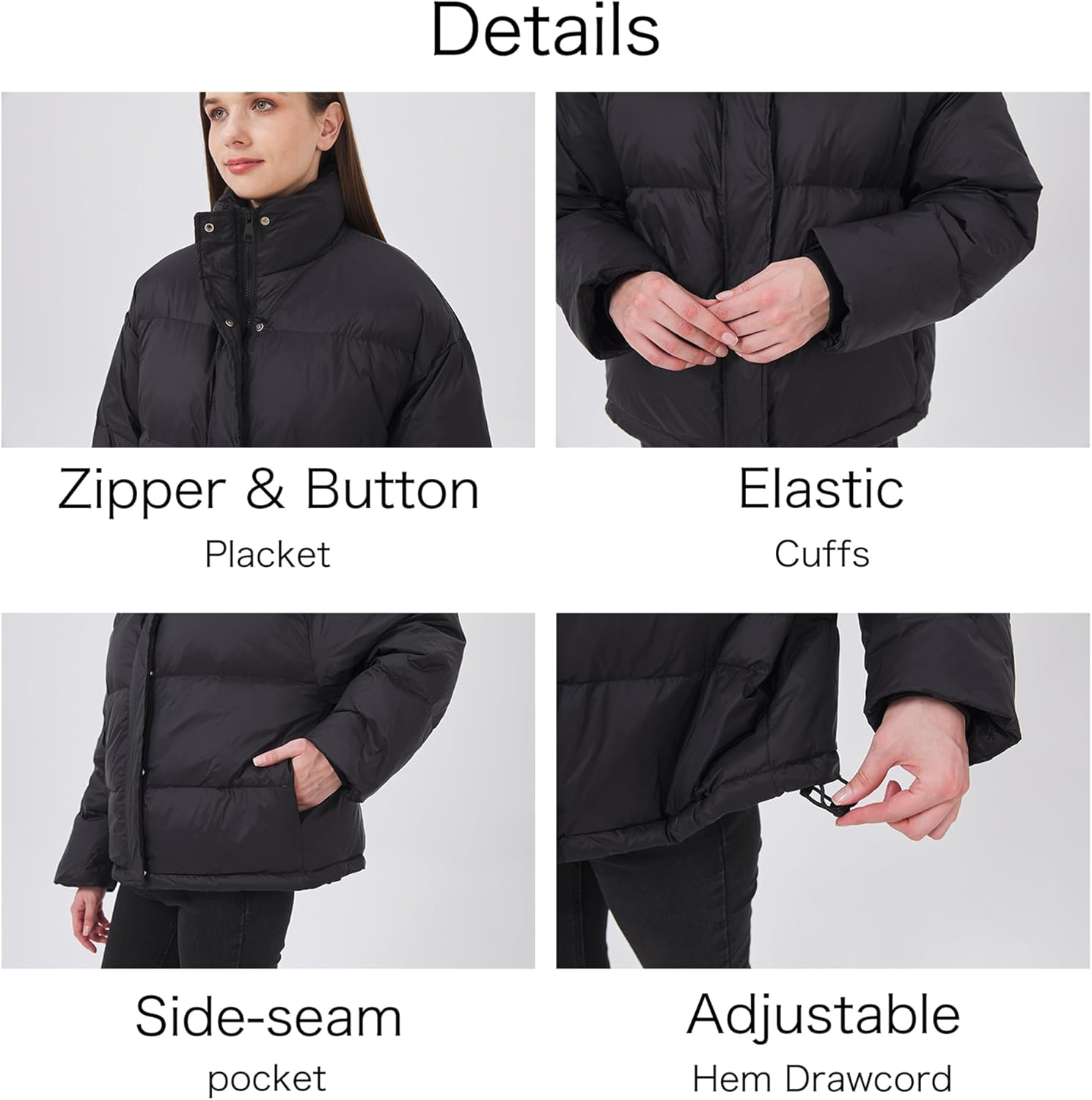 Women's Down Jacket Lightweight Water-Resistant Down Coat with Stand Collar for Winter - Image 5
