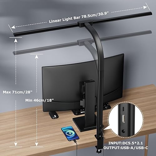Miniatura 5 de Lámpara de escritorio, lámparas de escritorio LED para oficina en casa, lámpara de arquitecto para escritorio con abrazadera, monitor de computadora