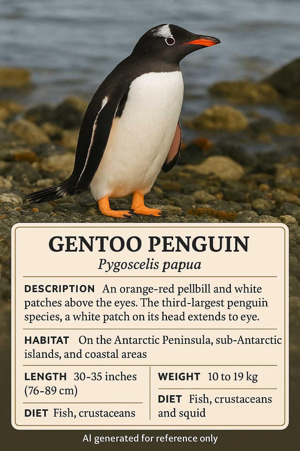 PuffPurrs Lifelike Gentoo Penguin Toy, Realistic White Crown Teddy Stuffed Animal, Cute Long-Tailed Penguin Pillow Toy Gift - Image 2